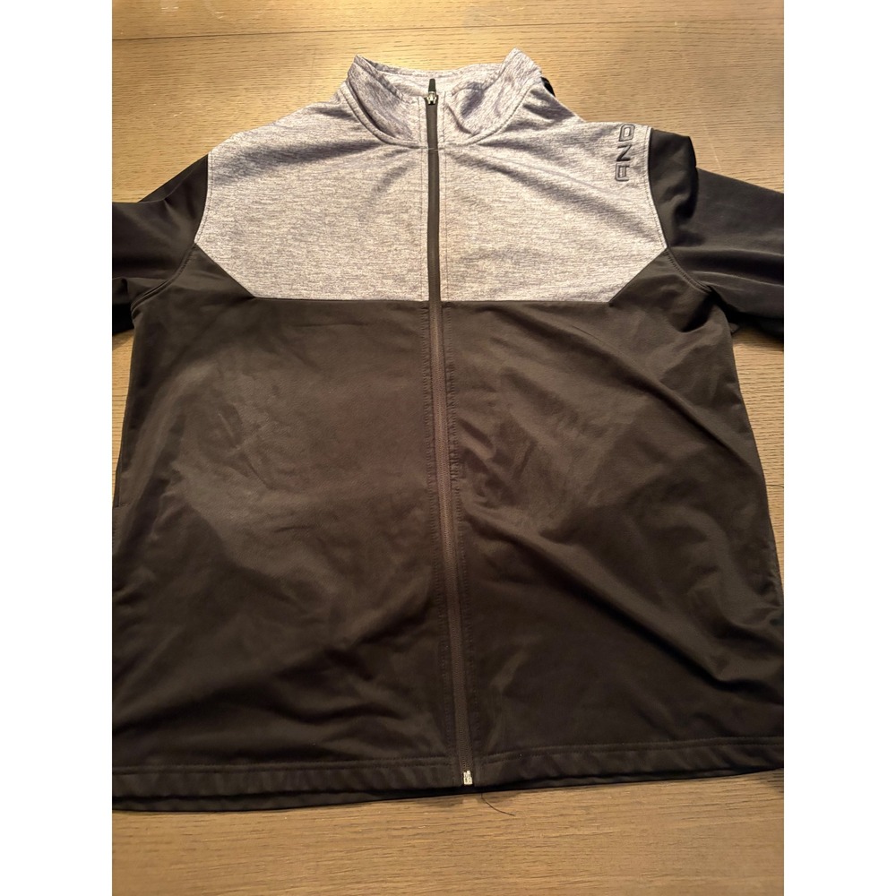 AND1 Mens Full Zip Track Jacket Black Heather Grey Colorblock Mock Neck 2XL